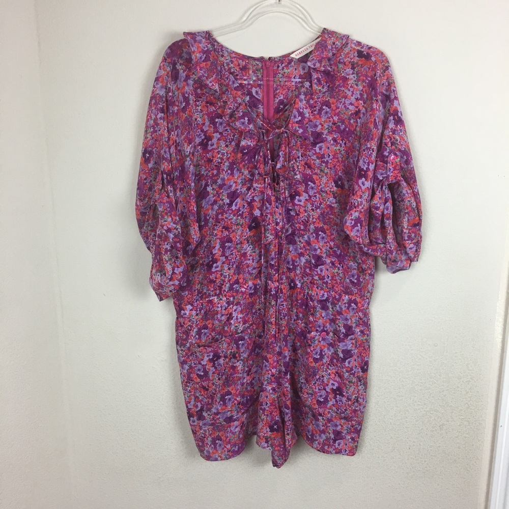 REBECCA TAYLOR | Floral Romper Lace Up Bust